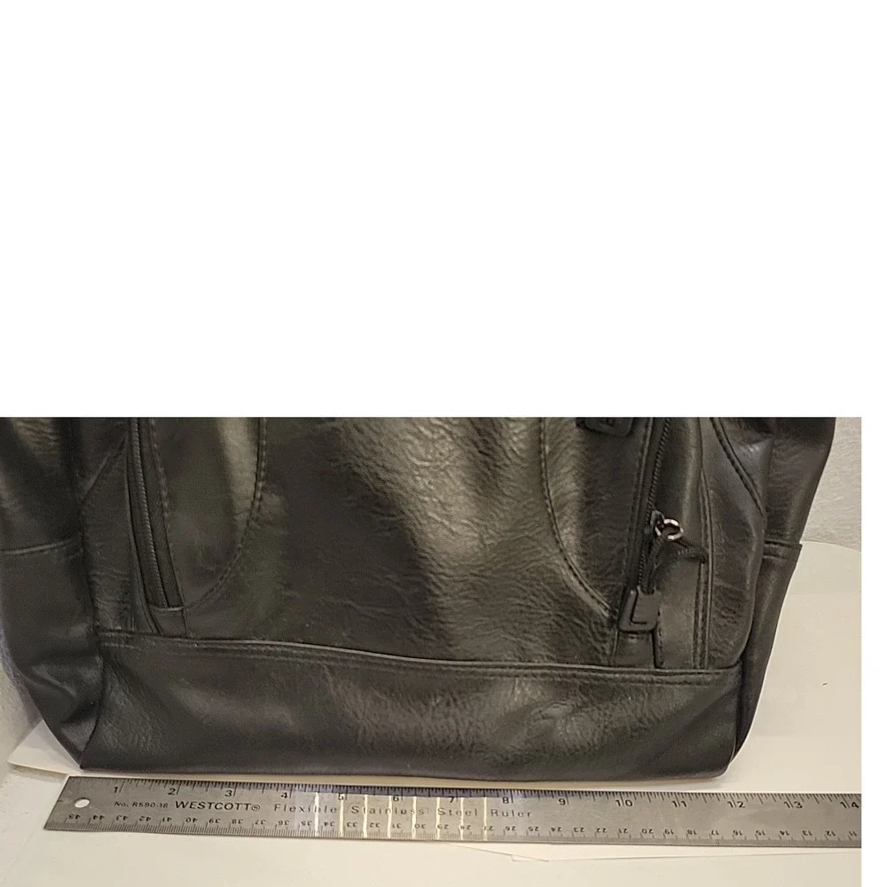Sessions Y2K Black Faux Leather Backpack School Grunge‎ Goth Emo Daypack skater